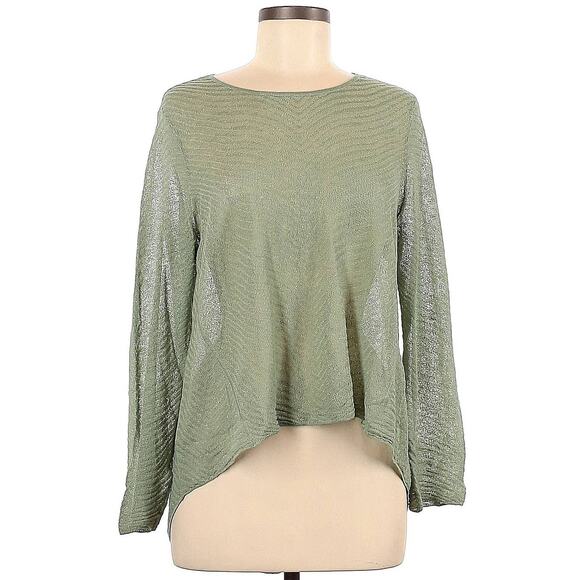 Eileen Fisher Long Sleeve Sea Green Lightweight Knit Top Size M Women's Summer - Picture 1 of 3